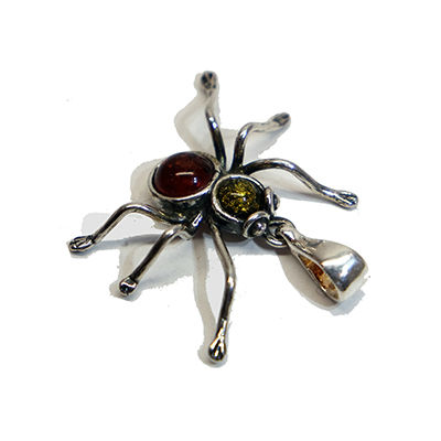 Dije De Ámbar Con Plata Araña 6.5P